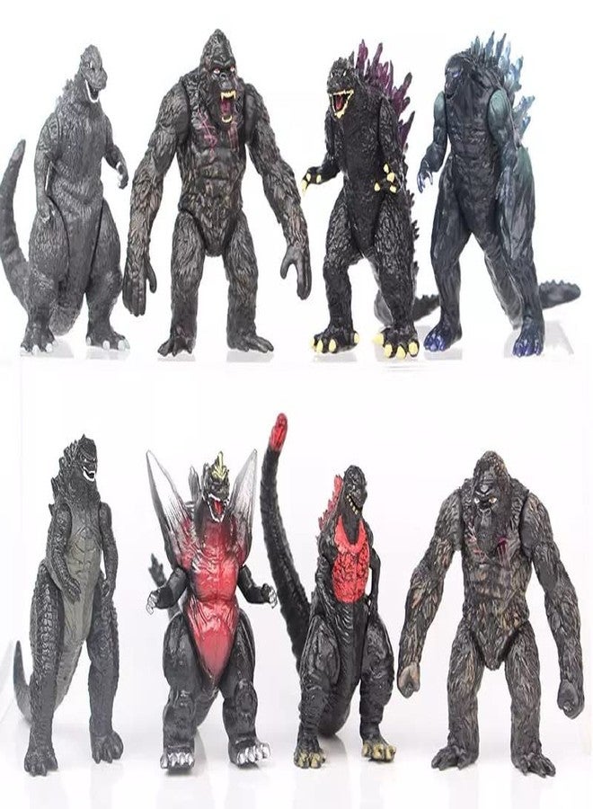 De-Lite™ Action Figures Soft Touch Vinyl Plastic Collectible Model Toys… (God-Zilla & Kong, 8 Pieces Set, Multicolour, 5-7cm) - Image 1